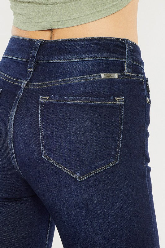 Kan Can High Rise Dark Wash Flare Jeans