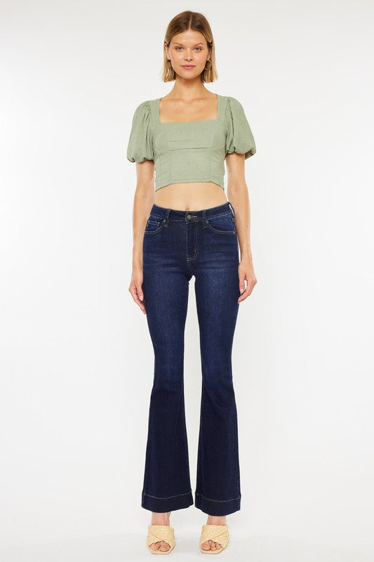 Kan Can High Rise Dark Wash Flare Jeans