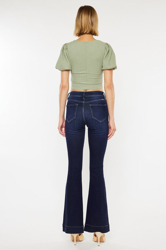 Kan Can High Rise Dark Wash Flare Jeans
