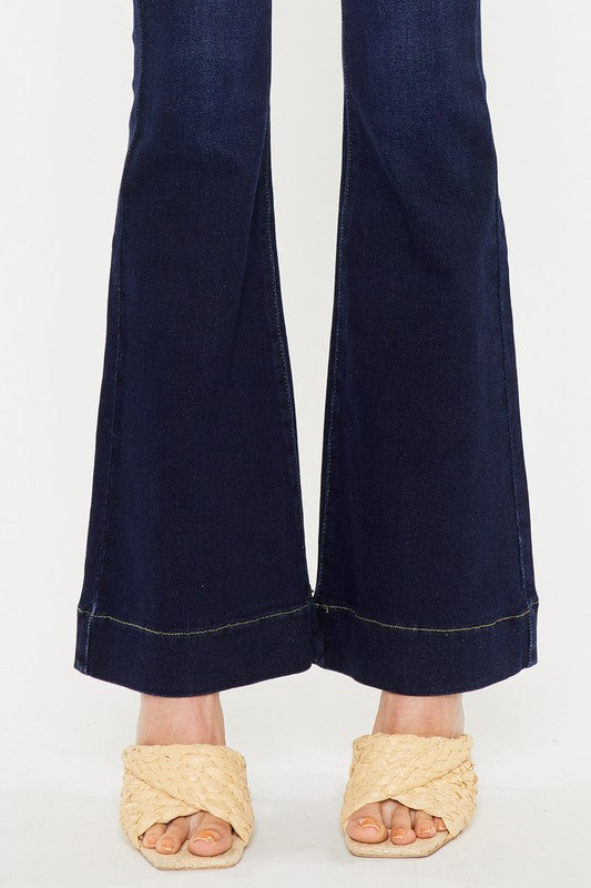 Kan Can High Rise Dark Wash Flare Jeans