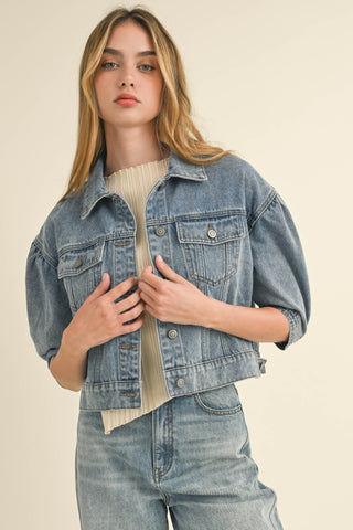 Puff Sleeve Denim Jacket