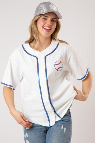 Baseball Sequin Jersey Top - Livie James Boutiqueshirt