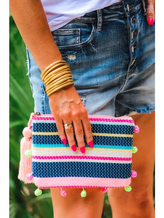 Beach Glow Striped Clutch - Livie James Boutiqueclutch