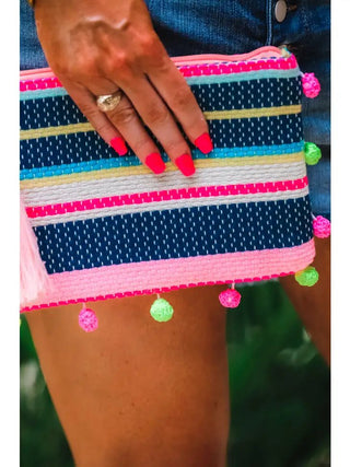 Beach Glow Striped Clutch - Livie James Boutiqueclutch