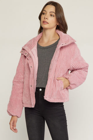 Blush Corduroy Puffer Jacket - Livie James Boutiquejacket