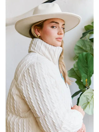 Cable Knit Puffer Jacket - Livie James Boutiquejacket