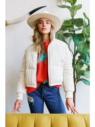 Cable Knit Puffer Jacket - Livie James Boutiquejacket