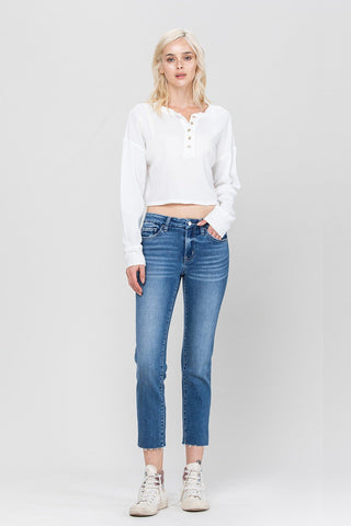 Carlene Mid Rise Slim Straight Crop Jeans - Livie James Boutique