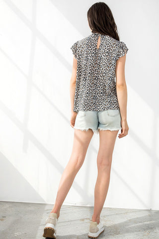 Cheetah Flutter Sleeve Top - Livie James Boutique