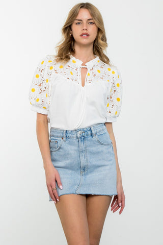 Daisy Eyelet Sleeve Knit Top - Livie James Boutiqueshirt