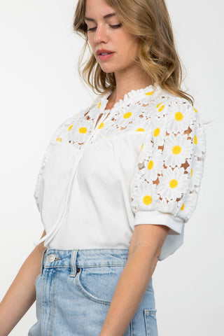 Daisy Eyelet Sleeve Knit Top - Livie James Boutiqueshirt