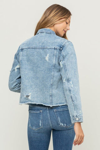 Distressed Cropped Jacket - Livie James Boutique