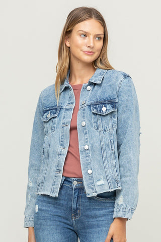 Distressed Cropped Jacket - Livie James Boutique