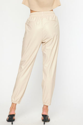 Drawstring Faux Leather Joggers - Livie James BoutiquePants