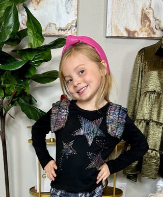 Girls Metallic Star Long Sleeve Top - Livie James Boutiqueshirt