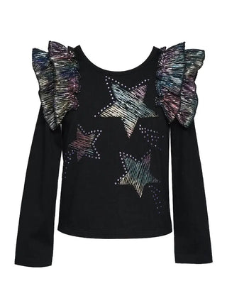 Girls Metallic Star Long Sleeve Top - Livie James Boutiqueshirt