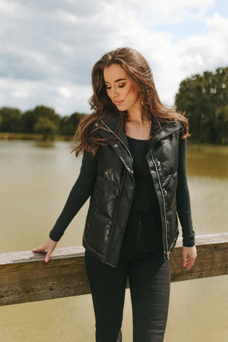 Helen Black Puffer Vest - Livie James Boutique