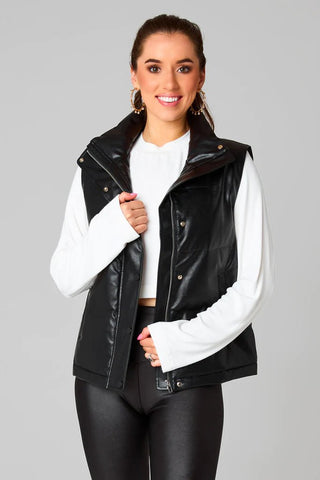 Helen Black Puffer Vest - Livie James Boutique