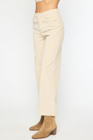 High Waisted Ivory Cropped Corduroy Pants - Livie James BoutiquePants
