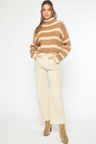 High Waisted Ivory Cropped Corduroy Pants - Livie James BoutiquePants
