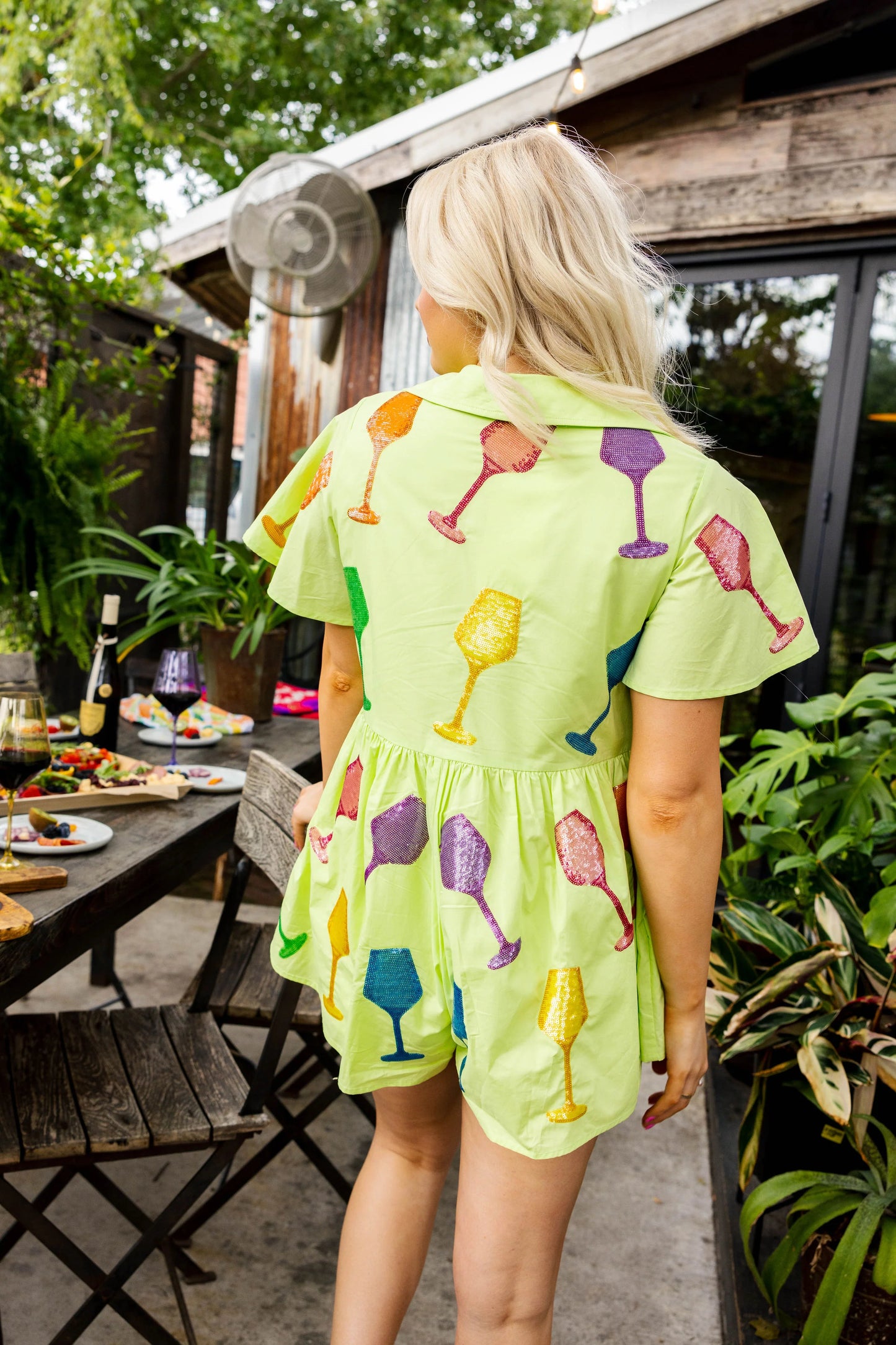Queen of Sparkles Lime Green Wine Romper