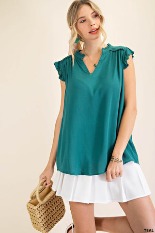 Jewel Flutter Sleeve Top - Livie James Boutique