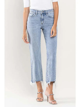 Julia High Rise Cropped Distressed Hem Jeans - Livie James BoutiqueJeans