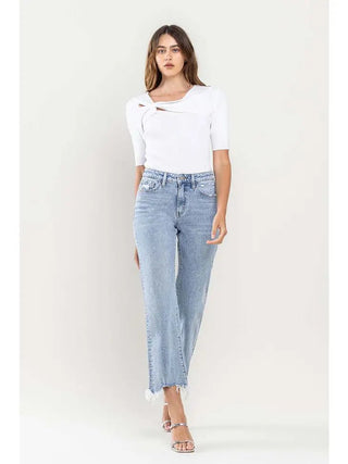 Julia High Rise Cropped Distressed Hem Jeans - Livie James BoutiqueJeans