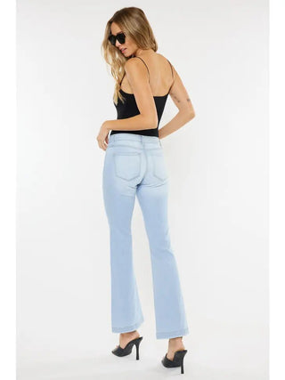 Kan Can Light Stone Petite Mid Rise Flare Jeans - Livie James BoutiqueJeans