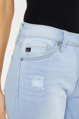 Kan Can Light Stone Petite Mid Rise Flare Jeans - Livie James BoutiqueJeans