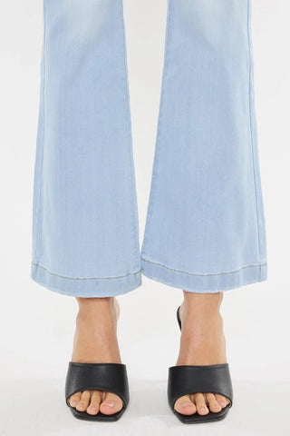 Kan Can Light Stone Petite Mid Rise Flare Jeans - Livie James BoutiqueJeans