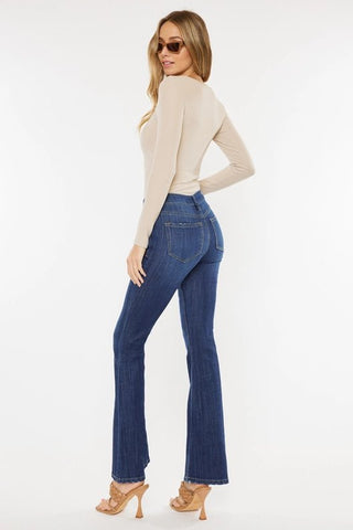 KanCan Dark Petite Mid Rise Flare Jeans - Livie James BoutiqueJeans