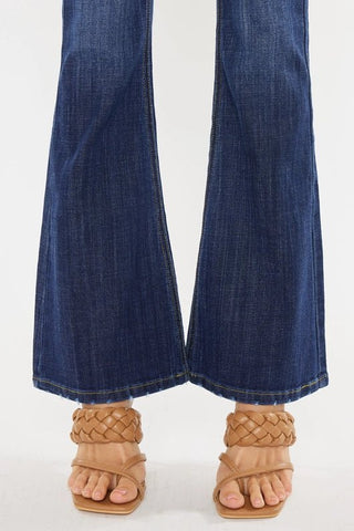 KanCan Dark Petite Mid Rise Flare Jeans - Livie James BoutiqueJeans