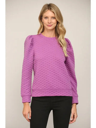 Lavender Haze Embossed Puff Sleeve Top - Livie James Boutiqueshirt