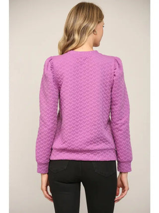 Lavender Haze Embossed Puff Sleeve Top - Livie James Boutiqueshirt