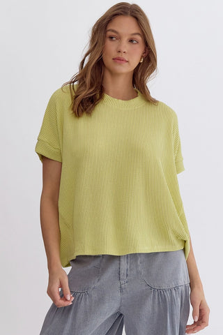 Lemon Lime Ribbed Top - Livie James Boutiqueshirt