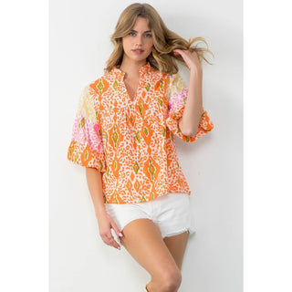 Leopard and Sunshine Puff Sleeve Top - Livie James Boutiqueshirt