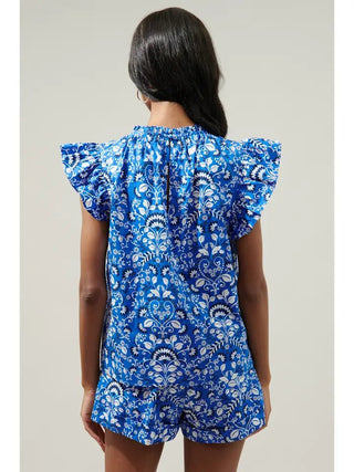 Lulu Veda Cap Sleeve Top - Livie James Boutiqueshirt