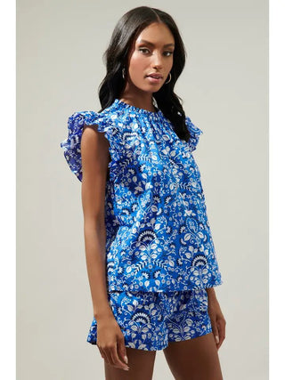 Lulu Veda Cap Sleeve Top - Livie James Boutiqueshirt