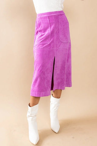Magenta Suede Midi Skirt - Livie James Boutiqueskirt