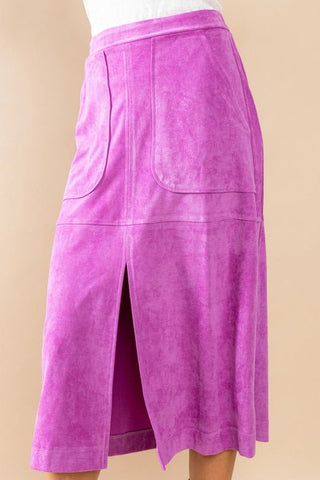 Magenta Suede Midi Skirt - Livie James Boutiqueskirt
