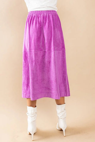 Magenta Suede Midi Skirt - Livie James Boutiqueskirt