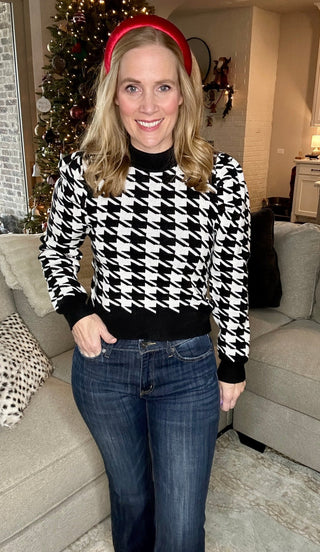 Miranda Houndstooth Cropped Sweater - Livie James Boutiquesweater