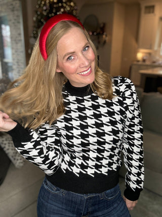 Miranda Houndstooth Cropped Sweater - Livie James Boutiquesweater