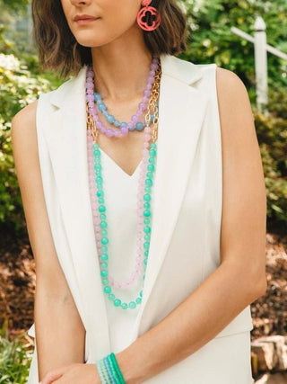 Mixed Glass Bead and Links Long Necklace - Livie James Boutiquenecklace