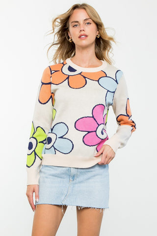 Modern Flower Knit Sweater - Livie James Boutiquesweater