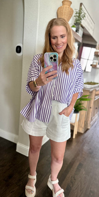 Oversized Striped Button Down Shirt - Livie James Boutiqueshirt
