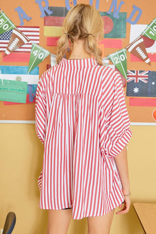 Oversized Striped Button Down Shirt - Livie James Boutiqueshirt