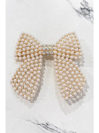 Pearl Bow Hair Barrette - Livie James BoutiqueHair Bow