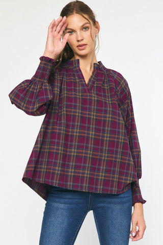 Pretty in Plum Plaid Shirt - Livie James Boutiqueshirt